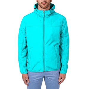 Men's Navy Hooded <b>Jacket</b> Windproof Zipper Casual <b>Winter</b> Wear Regular Fit Polyester Shell with Lining - Product Image 2