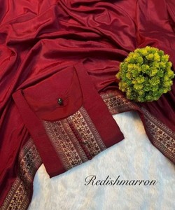 Traje Salwar de Seda Roja para Mujer, Corte Regular, Largo hasta la Rodilla, Estilo Casual Vintage Indio Pakistaní, Secado Rápido 86787 RUDRA DRESS - Product Image 2