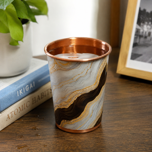 Vaso de Agua de Cobre Puro con Estampado de Mármol de Lujo, Vaso de Cobre Hecho a Mano, Taza Ayurvédica de Diseño, Artículos de Cocina para Bebidas, Venta al por Mayor - Product Image 4