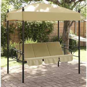 Banc de jardin standard en polyester, balançoire de patio en acier thermolaqué couleur sable - Product Image 1