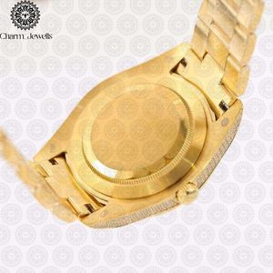 Charm Jewells Montre de luxe pour femme en acier inoxydable, boîtier rond, mouvement à quartz analogique, bracelet incrusté de diamants, 30 mm - Product Image 5