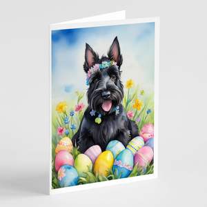 Scottish Terrier <b>Easter</b> Egg Hunt Whimsical A7 Greeting <b>Cards</b> <b>Pack</b> of 8 Blank Note <b>Cards</b> with Envelopes 5x7 Size - Product Image 1