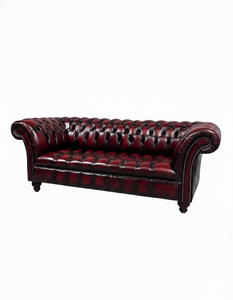 Elegante Sofá Chesterfield de Cuero Genuino con Botones Decorativos, Brazos Cuadrados, Patas de Madera, Dos Plazas, Diseño Moderno para Salas de Estar - Product Image 5