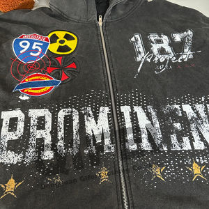 Survêtement de fabricant, pantalon de survêtement, ensemble de survêtement en molleton délavé à l'acide, fermeture éclair, impression DTG, lavage vintage personnalisé, haute qualité pour homme - Product Image 4