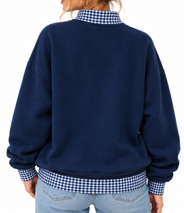เสื้อสเวตเชิ้ตคอเต่าปักลายตามสั่งสำหรับผู้หญิง ผ้าฝ้ายฟลีซเนื้อนุ่ม สไตล์โอเวอร์ไซส์ สตรีทแวร์ ขายส่ง - Product Image 3