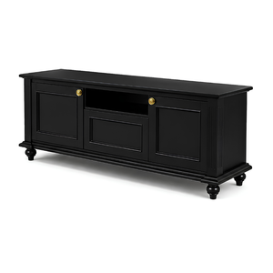 Luxury Black Solid Teak Wood TV Stand Media Console Classic Entertainment <b>Cabinet</b> for Hotel Villa Apartment <b>Bedroom</b> Furniture - Product Image 2