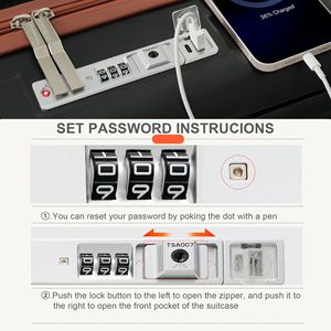 Porta USB 20/24/28 pollici Set bagaglio apertura anteriore Design aereo certificata ABS rigido portabicchieri marrone nero Spinner ruote - Product Image 2