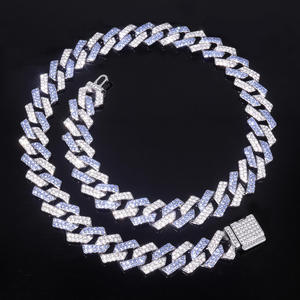 Men's S925 Silver Moissanite <b>Chain</b> Necklace Rhodium Plated Hiphop Link <b>Chain</b> Everyday Wear - Product Image 1