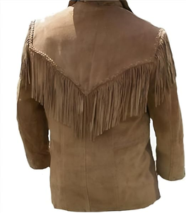 Luxury Modern Men’s Fringe Leather <b>Jacket</b> Elegant Western <b>Suede</b> Coat with Tassel Design Custom Size Bulk & OEM Supply - Product Image 3