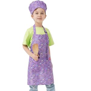 Ensemble tablier et toque de chef pour enfants, tabliers de cuisine pour enfants avec 2 poches pour garçons, filles, tout-petits, peinture, pâtisserie - Product Image 1