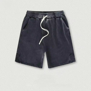 กางเกงขาสั้นผู้ชายสไตล์วินเทจปี 2026 แบบย้อมสีเอซิด ดีไซน์สั่งทำพิเศษ ผ้าคอตตอนหนา พิมพ์ลายพัฟฟ์ แต่งลายขาดๆ ประดับคริสตัล แบบฟลีซ - Product Image 4