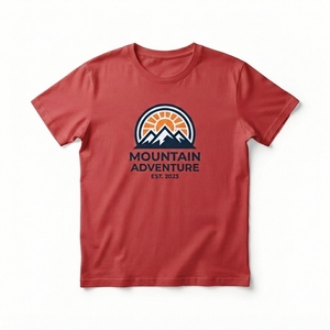 เสื้อยืดแขนสั้นโอเวอร์ไซส์ผ้าฝ้ายถักคุณภาพสูง 100% ขายส่ง พิมพ์ลายกราฟิกภูเขาตามสั่ง สำหรับกิจกรรมกลางแจ้ง จำนวนมาก - Product Image 1