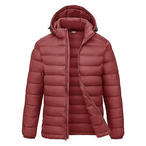 Veste matelassée légère et pliable pour homme avec capuche amovible, résistante à l'eau, isolée pour l'hiver, avec poignets élastiques - Product Image 1