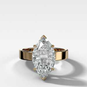 Bagues de fiançailles solitaires en diamant 2 carats, taille marquise, cultivé en laboratoire, serti à griffes, minimaliste, bande épaisse de 3,5 mm, bijoux fins en or massif 14K 18K - Product Image 1