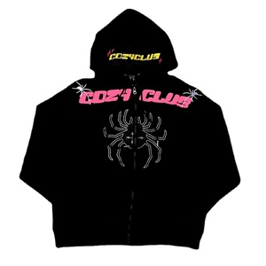 Sudadera con capucha para hombre, de alta calidad, personalizada, estilo vintage, con estampado en relieve, de algodón y forro polar, de peso pesado, de secado rápido, transpirable, con cremallera completa. - Product Image 2