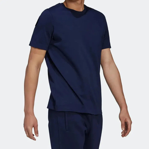 <b>Men's</b> Solid <b>Navy</b> <b>Blue</b> Short Sleeve T-<b>Shirt</b> Regular Fit O-Neck Casual Knitted Jersey Tee - Product Image 4