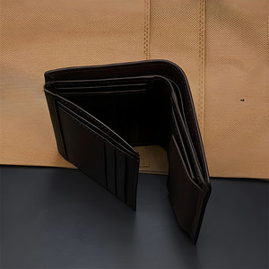 Wholesale Coffee Leather <b>Trifold</b> <b>Wallet</b> <b>Men</b> Casual Vertical Cardholder Classic Flap Billfold Soft Cash Sleeve ID Slot Man Pocket - Product Image 3
