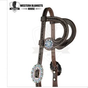 CABECERO DE DOS OREJAS DE CUERO ARGENTINA DE ALTA CALIDAD INTELIGENTE DE CALIDAD PREMIUM CON CONCHOS Y HEBILLAS DE PLATA - Product Image 5