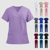 Tenues médicales kaki sur mesure pour femmes, ensemble de blouses d'infirmière à col en V, manches courtes, vêtements de travail pour salon et clinique