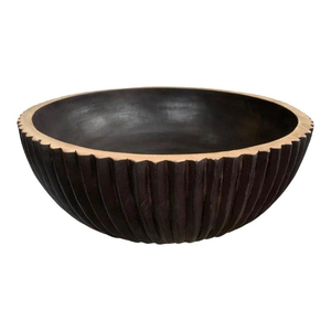 Bol en bois sculpté à la main de style moderne, design chinois traditionnel, finition marron, pour servir les aliments à la maison et offrir en cadeau - Product Image 2