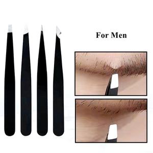 Juego de pinzas para cejas de acero inoxidable con recubrimiento de polvo azul de 4 piezas de primera calidad, caja de pinzas inclinadas con punta personalizada al por mayor - Product Image 3