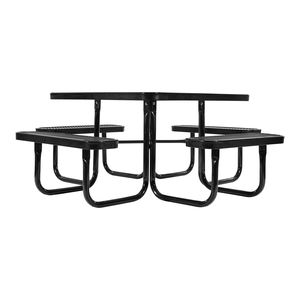 Table de pique-nique robuste en acier revêtu avec trou pour parasol, ensemble de mobilier de jardin résistant aux intempéries pour l'extérieur, 45,7 pouces, idéal pour les parcs - Product Image 2