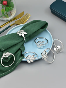 Leaf Shape Napkin <b>Rings</b> Zinc Alloy Modern Table Decor Wedding 4.5cm Width Durable - Product Image 2