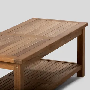 Mesa de Centro Rectangular Minimalista de Madera de Teca Reciclada Natural para Patio, Jardín, Balcón y Terraza - Product Image 5