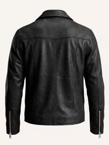 <b>Men's</b> <b>Brown</b> Leather <b>Jacket</b> Hooded Collar Zipper Closure Casual Autumn Outerwear Windproof Waterproof Breathable Eco-Friendly - Product Image 5