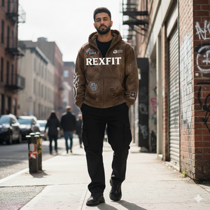 Sudadera con capucha Rexfit Sports Premium Streetwear con lavado ácido, cremallera completa, tela gruesa, bordado y estampado OEM ODM - Product Image 3