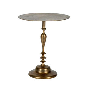 Antique Bronze Metal <b>Round</b> <b>Side</b> <b>Table</b> with Turned Pedestal Base, Decorative Accent End <b>Table</b> for Living Room Bedroom Home,Office - Product Image 1