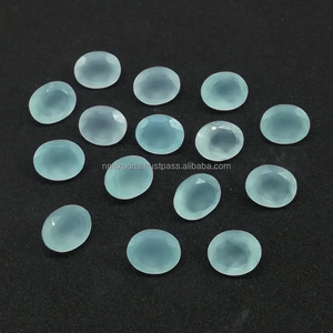 Calcedoine naturelle aqua 10x12mm, taille ovale facettée, pierre semi-précieuse en vrac, qualité supérieure, provenant d'un fournisseur en gros - Product Image 1