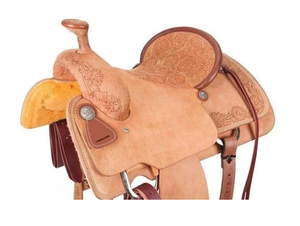 Sillas de Montar Western de Cuero Marrón con Diseño Floral Grabado, para Carreras de Barriles, de 10\" a 18\", Conjunto de Arneses para Caballos - Product Image 2