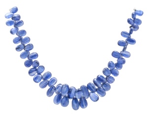 Collar artístico de cristal azul con piedras preciosas naturales pulidas y cadena larga Ideal para joyería de mujer - Product Image 3