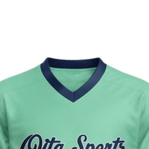 Men Mint Green Sublimated <b>Ice</b> Hockey V Neck Striped Jersey Polyester Sports Shirt Athletic Performance Team Wear - Product Image 3