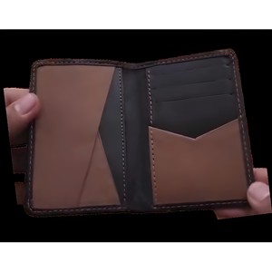 Portefeuille fin minimaliste en cuir véritable pour homme, noir et marron bicolore, à double pliage, pour cartes de crédit et espèces, idéal pour les voyages - Product Image 3