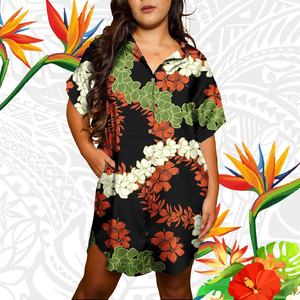 Tenues féminines décontractées de plage, robes à motifs tribaux polynésiens, impression personnalisée, style chemise hawaïenne, robes grande taille pour femmes - Product Image 5