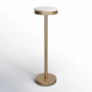 Mesa Auxiliar de Lujo con Base Cilíndrica Sólida y Columna Esculpida con Tapa Redonda Texturizada, Soporte Compacto para Bares - Product Image 5