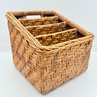Panier porte-revues en rotin, organiseur de bureau en bois, porte-documents mural et au sol, paniers de présentation de dossiers
