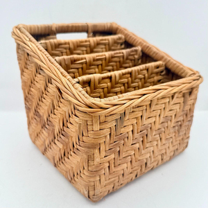 Magazine caddy <b>basket</b> rattan desk organizer wood leaflet holder wall & floor file <b>display</b> <b>baskets</b> - Product Image 4