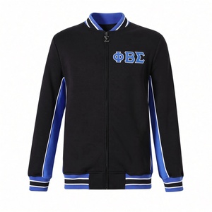Chaqueta Deportiva para Hombre Phi Beta Sigma Negra y Azul Rey con Bordado de Letras Griegas, Cierre Completo y Paneles Laterales en Contraste, Fraternidad Griega - Product Image 3