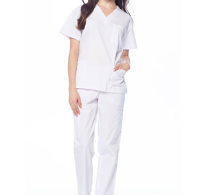 Ensemble de blouses médicales bleues pour femmes, col en V, coupe ajustée personnalisée, veste de travail médicale, uniforme de mode, ensembles d'uniformes médicaux, uniforme d'infirmière - Product Image 3