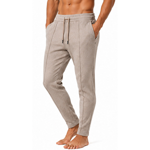 Wholesale Waffle Knit Trousers for Men <b>Slim</b> Fit Casual <b>Jogger</b> Pants Elastic Waist Drawstring Custom Sportswear Bottoms Mens Pant - Product Image 1