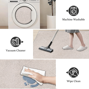 Tappeto Geometrico Shaggy Marrone Lavabile in Lavatrice per Soggiorno e Ingresso, Antiscivolo - Product Image 2
