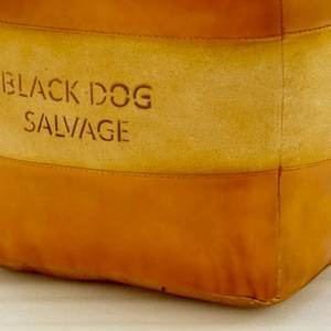 Cómodo Puff de Lona y Cuero con Relleno de Fibra de Algodón, Reposapiés, Asiento Adicional para Salas de Estar y Dormitorios, Taburete que Ahorra Espacio - Product Image 3