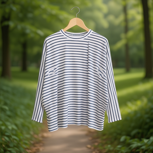เสื้อถักลายแถบปีกค้างคาวสำหรับผู้หญิง - Product Image 2