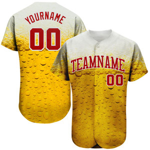Custom <b>Beer</b> Print Baseball Jersey Sublimated 100% Polyester Short Sleeve Unisex Adult Team Name Number Personalized - Product Image 1