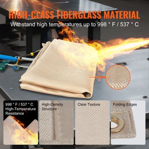 2 Pack <b>Heavy</b> Duty Fiberglass F 6FT X 8FT 998 F Heat Resistant Heat Treated Welding <b>Blanket</b> Set 2 Pack 6FT X 8FT 998 F Heat - Product Image 4
