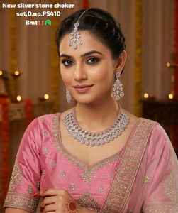 <b>Gold</b> Plated Alloy Pearl Bridal Shadow Choker Necklace <b>Set</b> Earrings Maang Tikka Ethnic Handmade High Quality Latest Wedding Party - Product Image 1