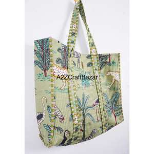 Bolso Tote Hecho a Mano en India, 100% Algodón, con Rayas, Asa Larga, para Mujer, Ecológico, Grande, Hecho en Rajastán - Product Image 4